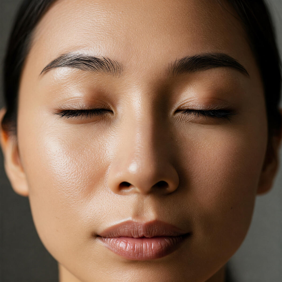 Find serenity with Serenexa: AI-powered mindfulness and music. Close-up of a serene and relaxed female face with eyes closed, conveying a sense of deep calm and mindfulness. Ideal for AI-guided mental well-being sessions with Serenexa.
